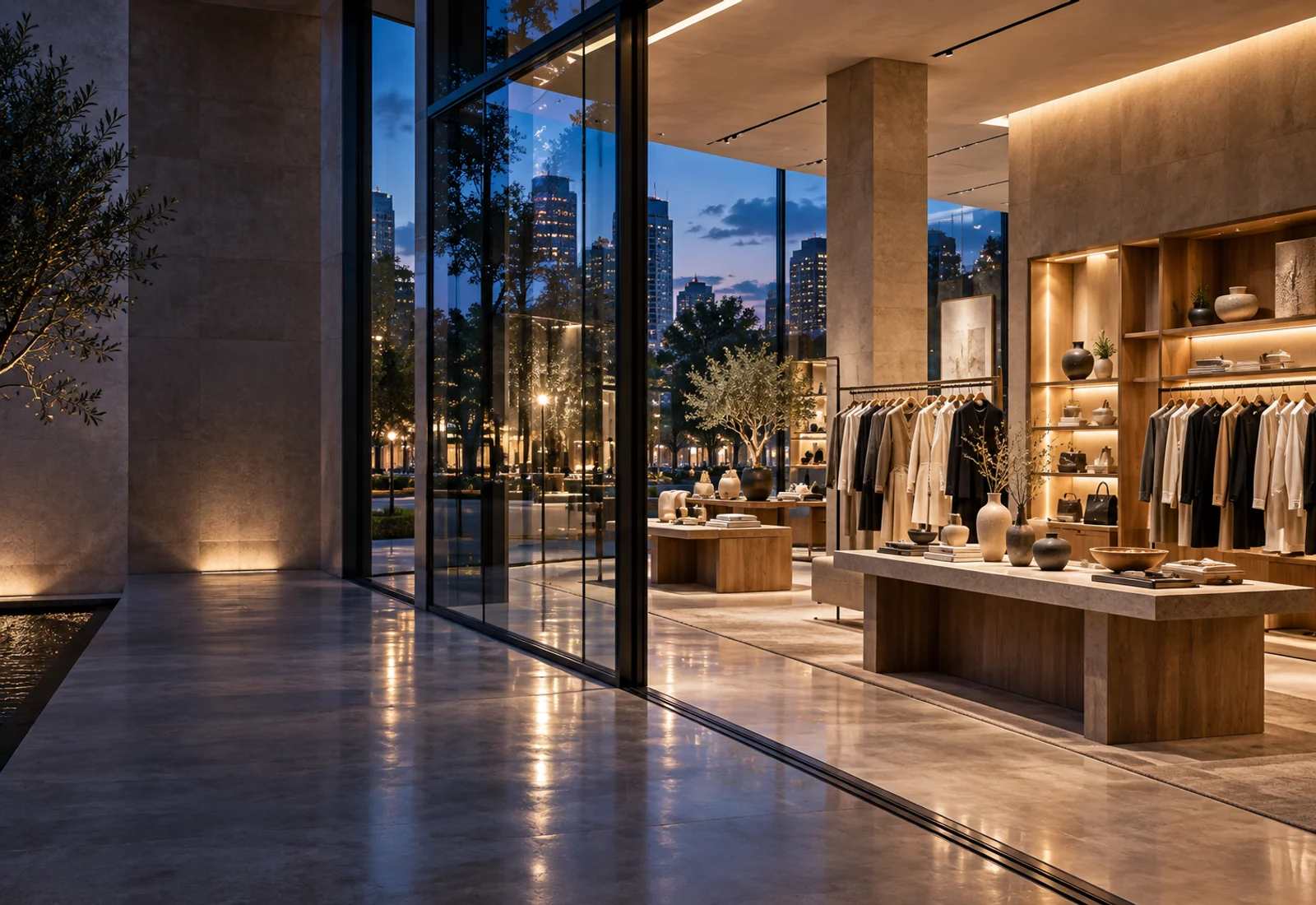 A beautifully lit contemporary boutique with carefully curated displays
